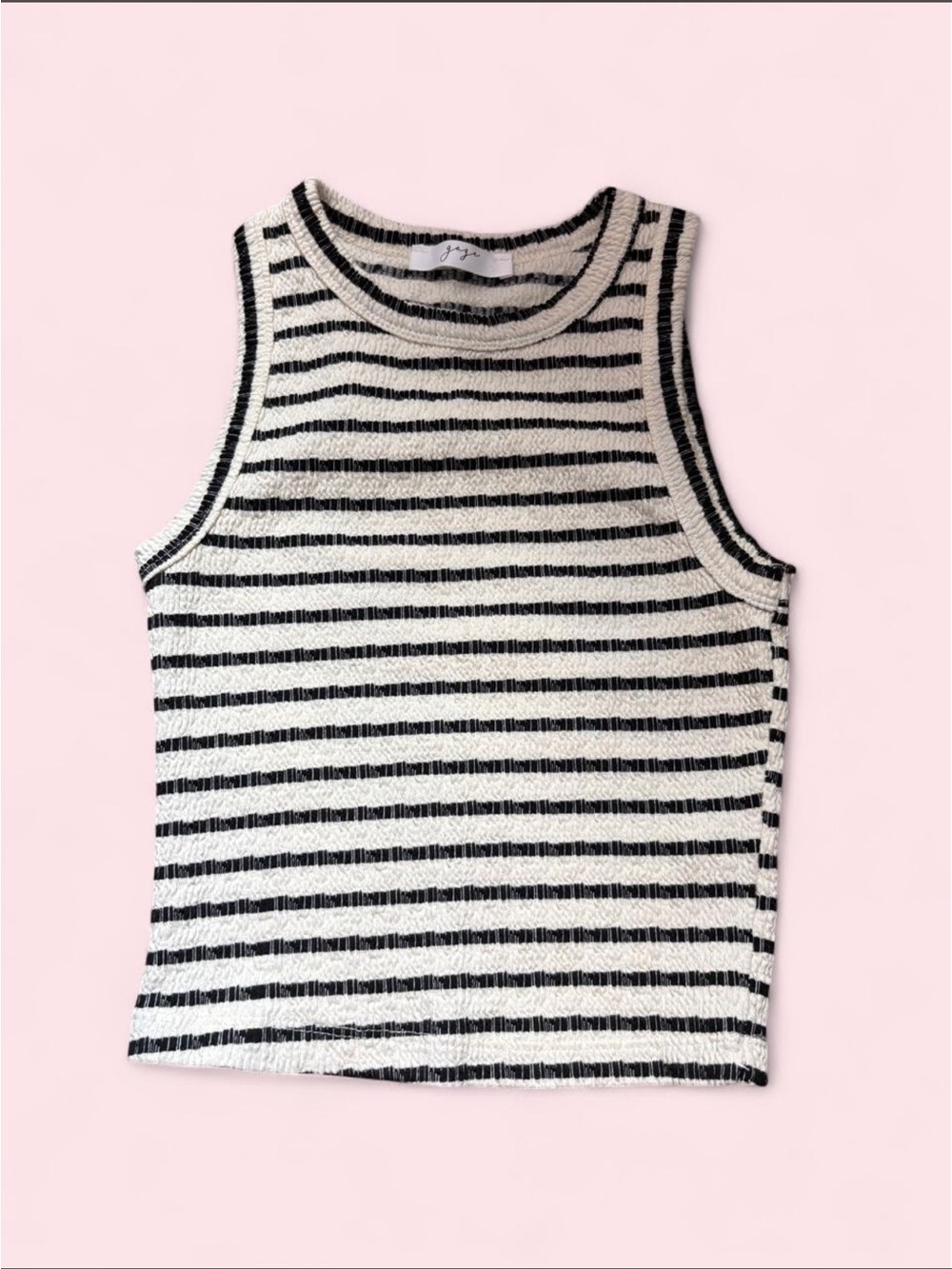 gaze Black and White Striped Sleeveless Knit Tank